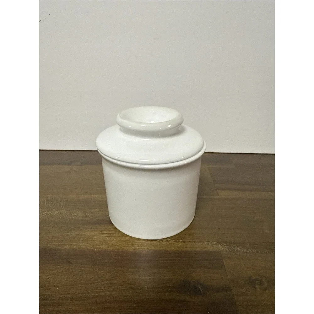 Vintage White Ceramic French Butter Bell Crock